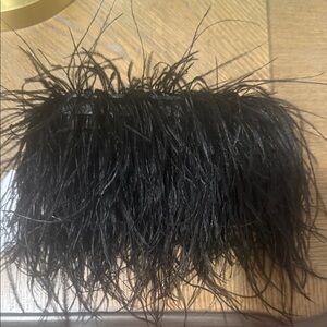 AKIRA Black Feather Clutch Bag